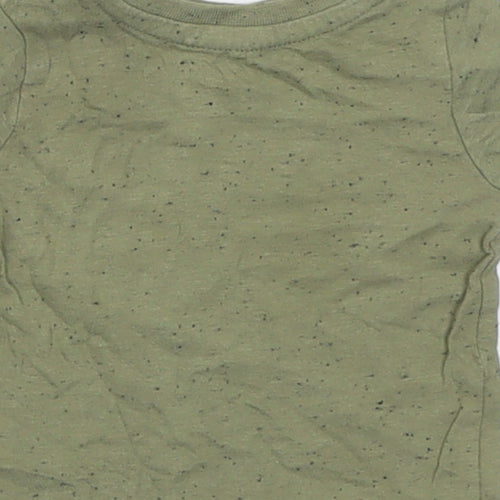 Peacocks Boys Green  Cotton Basic T-Shirt Size 0-3 Months Crew Neck Button