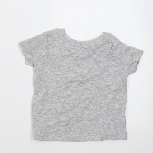 Peacocks Boys Grey  Cotton Basic T-Shirt Size 0-3 Months Crew Neck Pullover - Bear Hugs