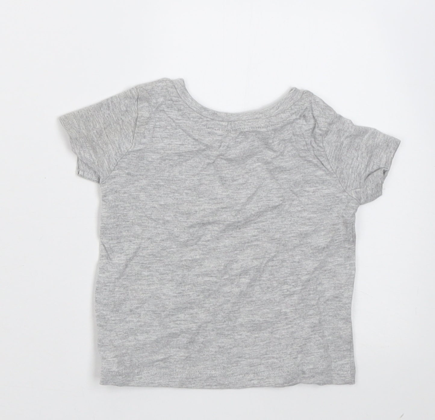 Peacocks Boys Grey  Cotton Basic T-Shirt Size 0-3 Months Crew Neck Pullover - Bear Hugs