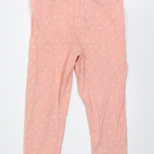F&F Girls Pink Floral Cotton Capri Trousers Size 9-12 Months  Pullover