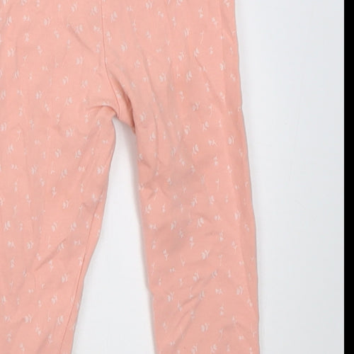 F&F Girls Pink Floral Cotton Capri Trousers Size 9-12 Months  Pullover