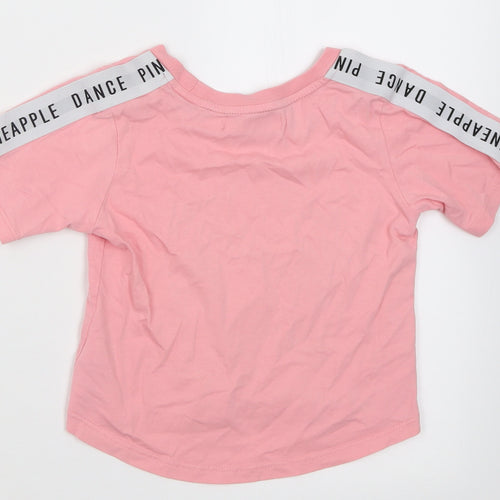 Pineapple Girls Pink  Cotton Cropped T-Shirt Size 5-6 Years Crew Neck Pullover