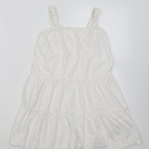 Marks and Spencer Girls White  Cotton A-Line  Size 5-6 Years  Square Neck Pullover