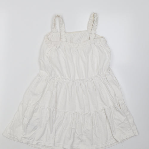 Marks and Spencer Girls White  Cotton A-Line  Size 5-6 Years  Square Neck Pullover