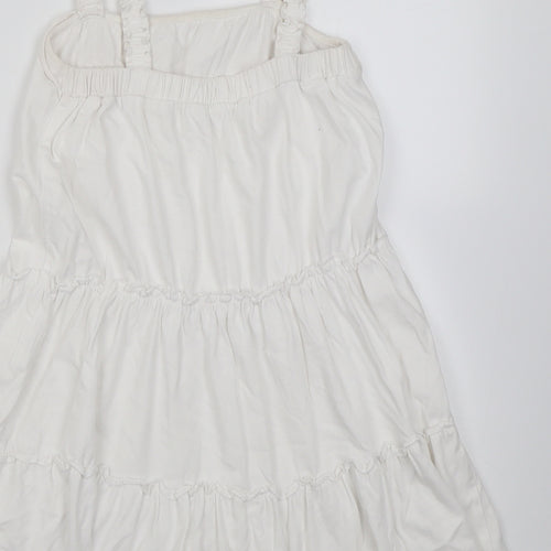 Marks and Spencer Girls White  Cotton A-Line  Size 5-6 Years  Square Neck Pullover