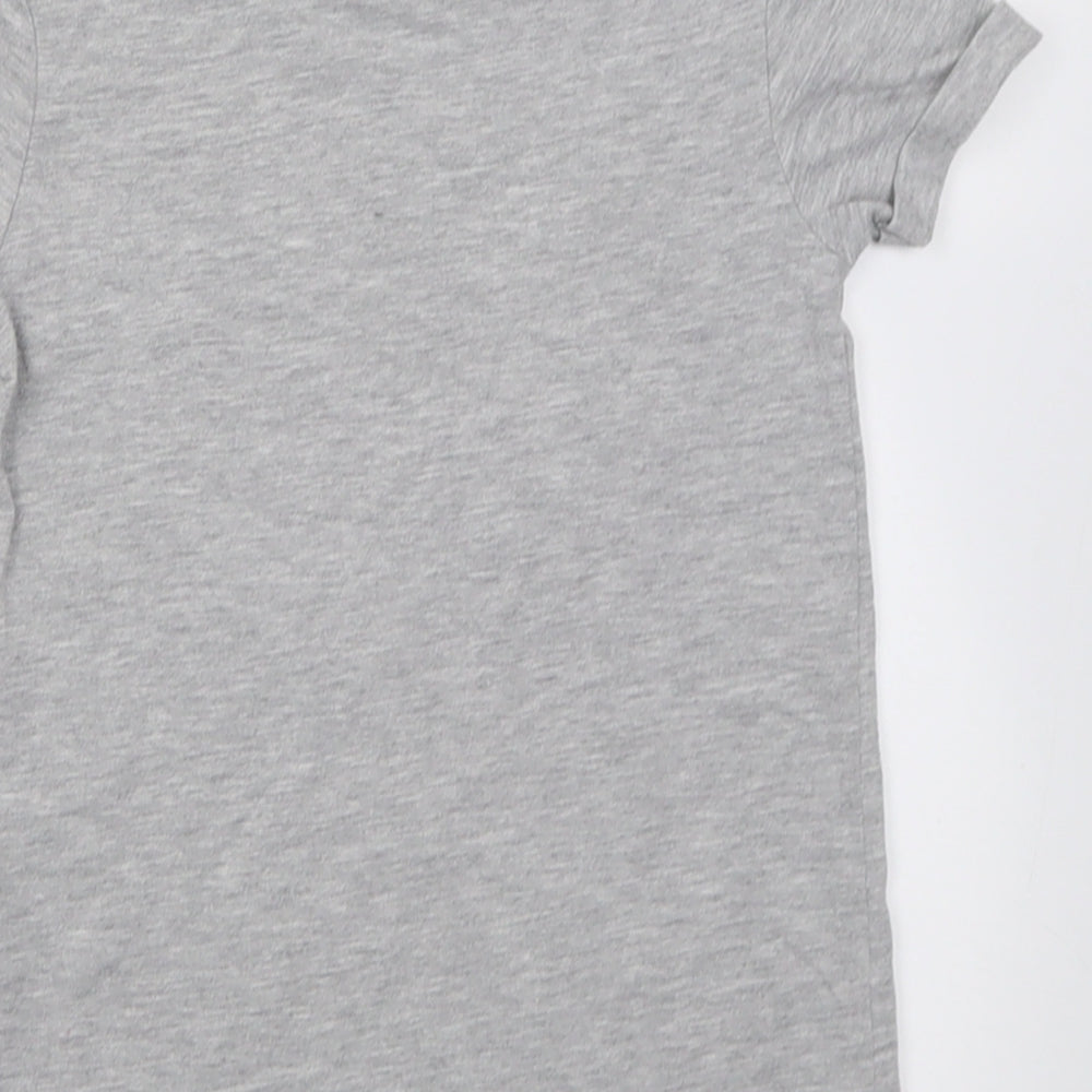 Primark Girls Grey  Cotton Basic T-Shirt Size 7-8 Years Crew Neck Pullover - Stitch