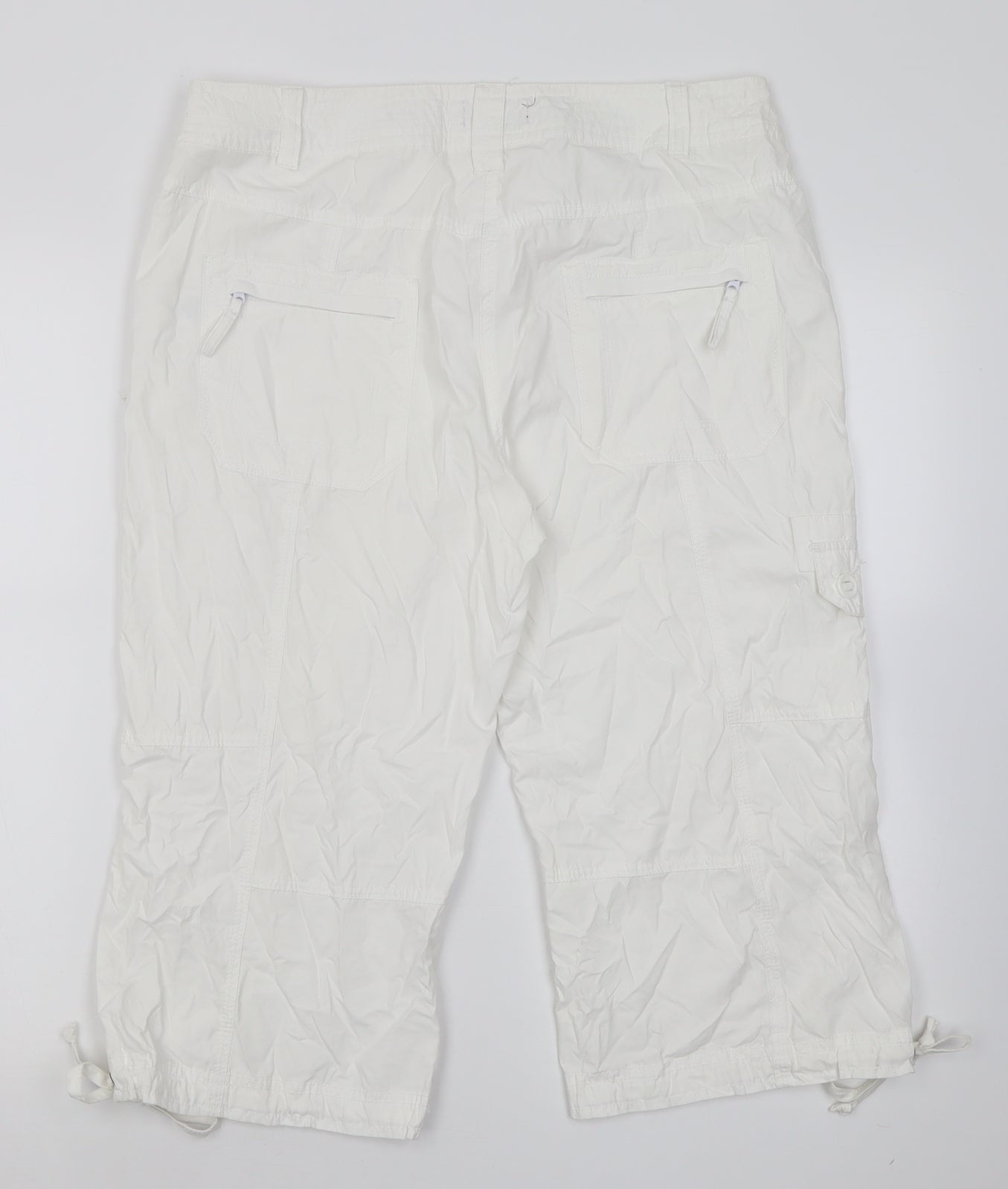 Principles Womens White  Polyester Cropped Trousers Size 14 L20 in Regular Button