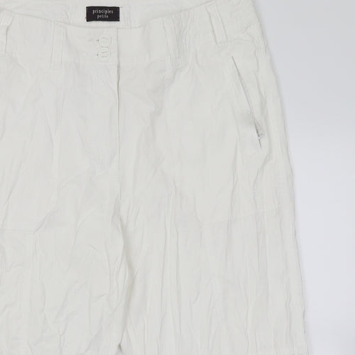 Principles Womens White  Polyester Cropped Trousers Size 14 L20 in Regular Button