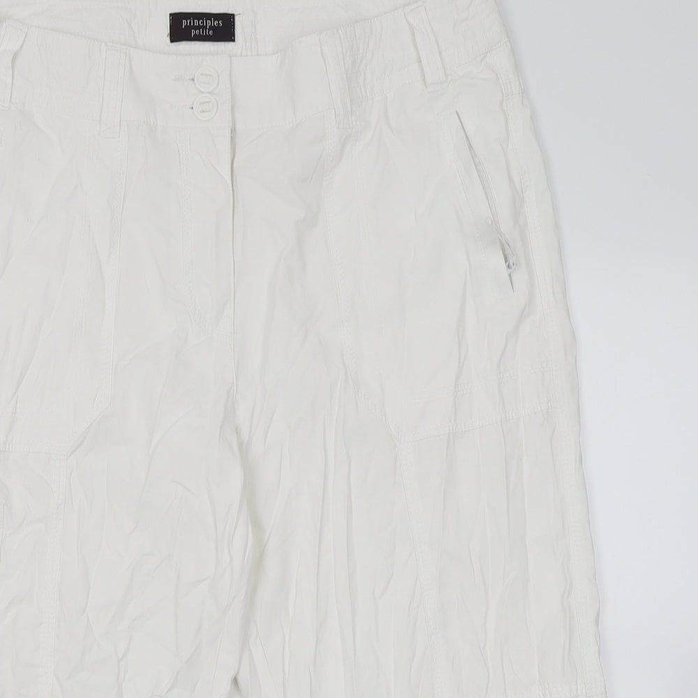 Principles Womens White  Polyester Cropped Trousers Size 14 L20 in Regular Button