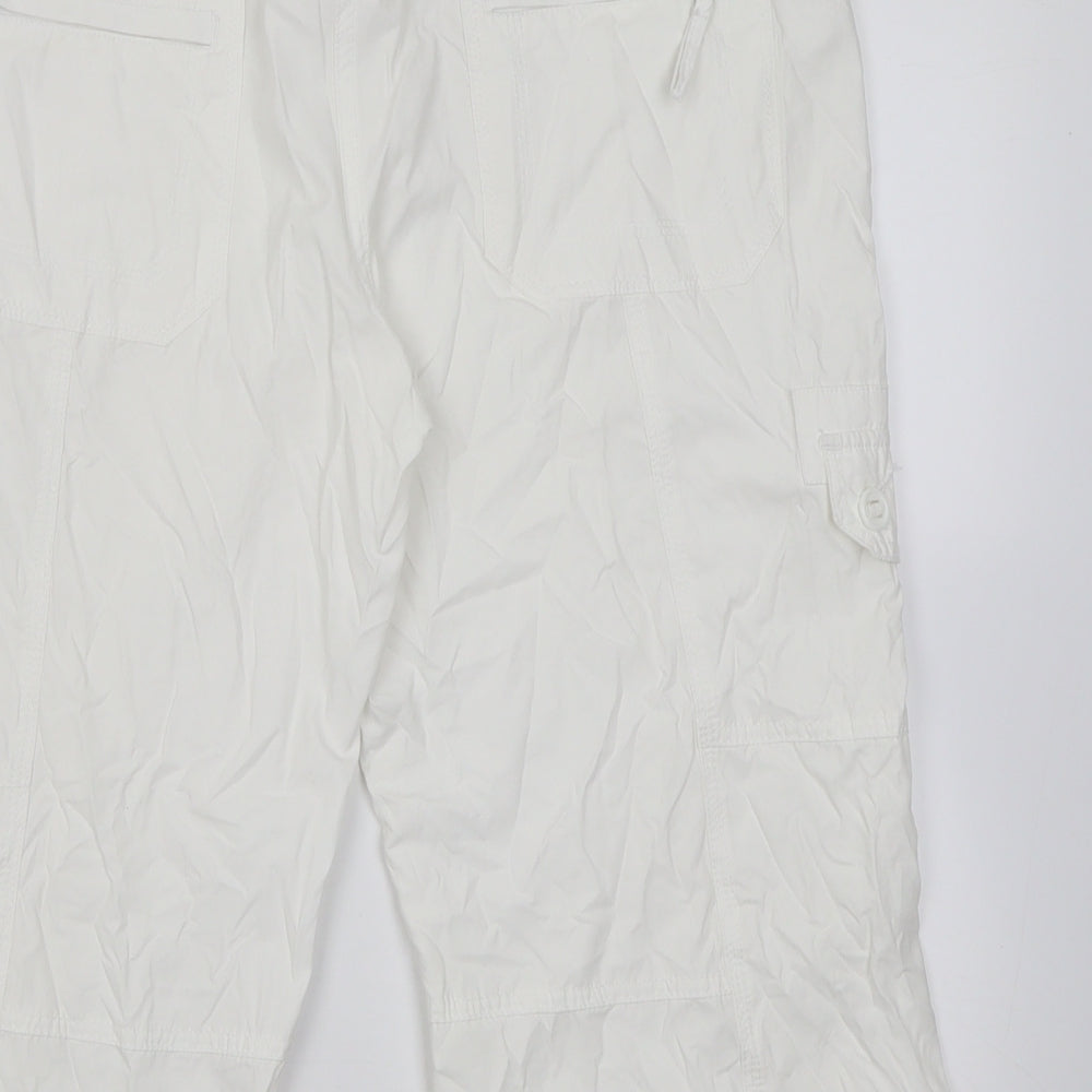 Principles Womens White  Polyester Cropped Trousers Size 14 L20 in Regular Button