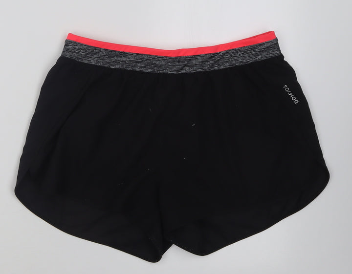 DECATHLON Womens Black Polyester Sweat Shorts Size L L3 in Regular Pull On