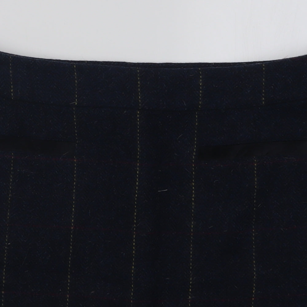 joukes Womens Blue Check Wool A-Line Skirt Size 14   Zip