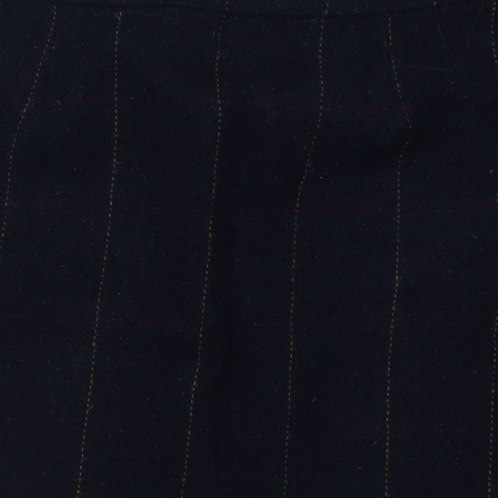 joukes Womens Blue Check Wool A-Line Skirt Size 14   Zip