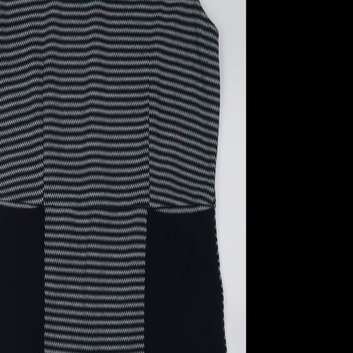 TU Womens Blue Geometric Polyester A-Line  Size 12  Crew Neck Zip
