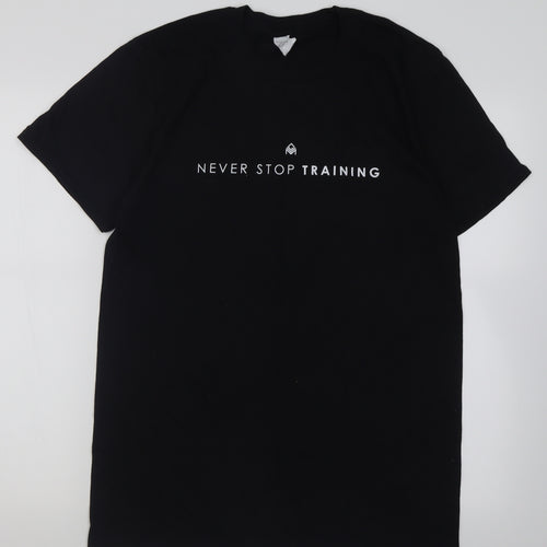 prteworn Womens Black  Cotton Basic T-Shirt Size M Crew Neck Pullover - Never stop training
