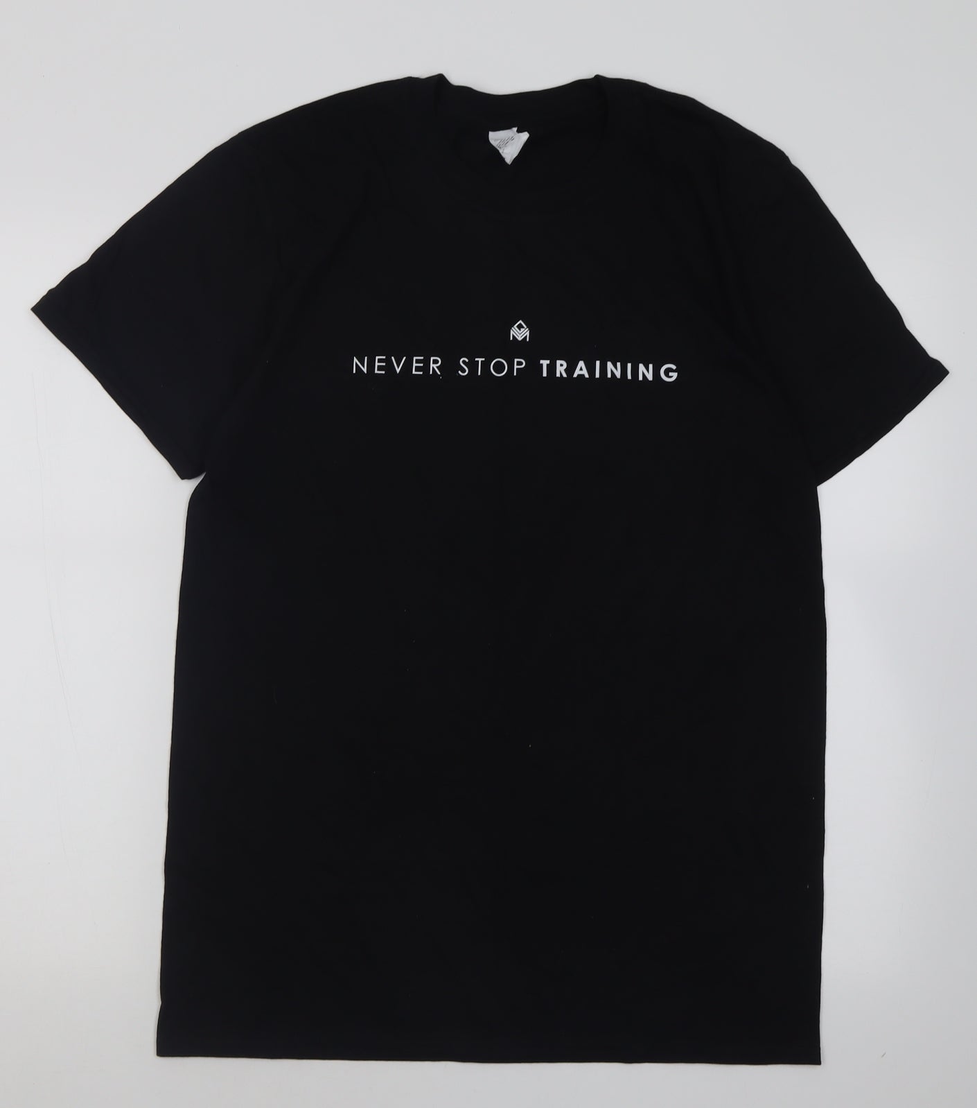 prteworn Womens Black  Cotton Basic T-Shirt Size M Crew Neck Pullover - Never stop training