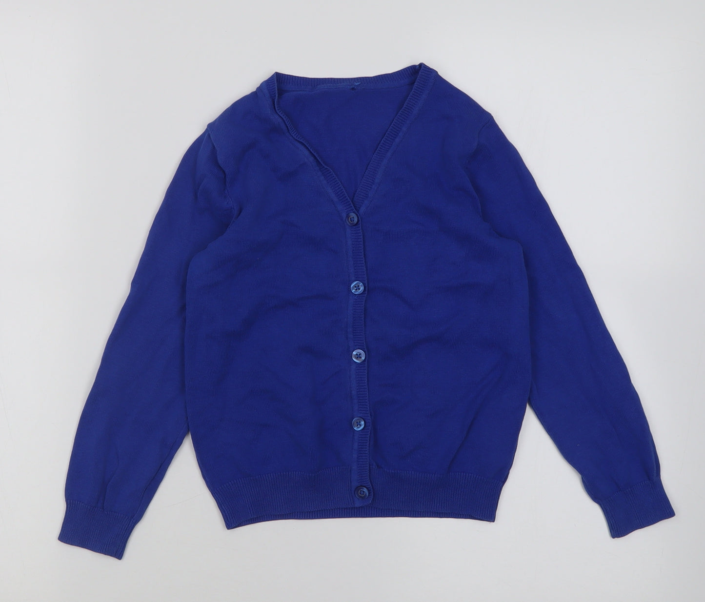 George Girls Blue V-Neck  Cotton Cardigan Jumper Size 6-7 Years  Button - School Wear