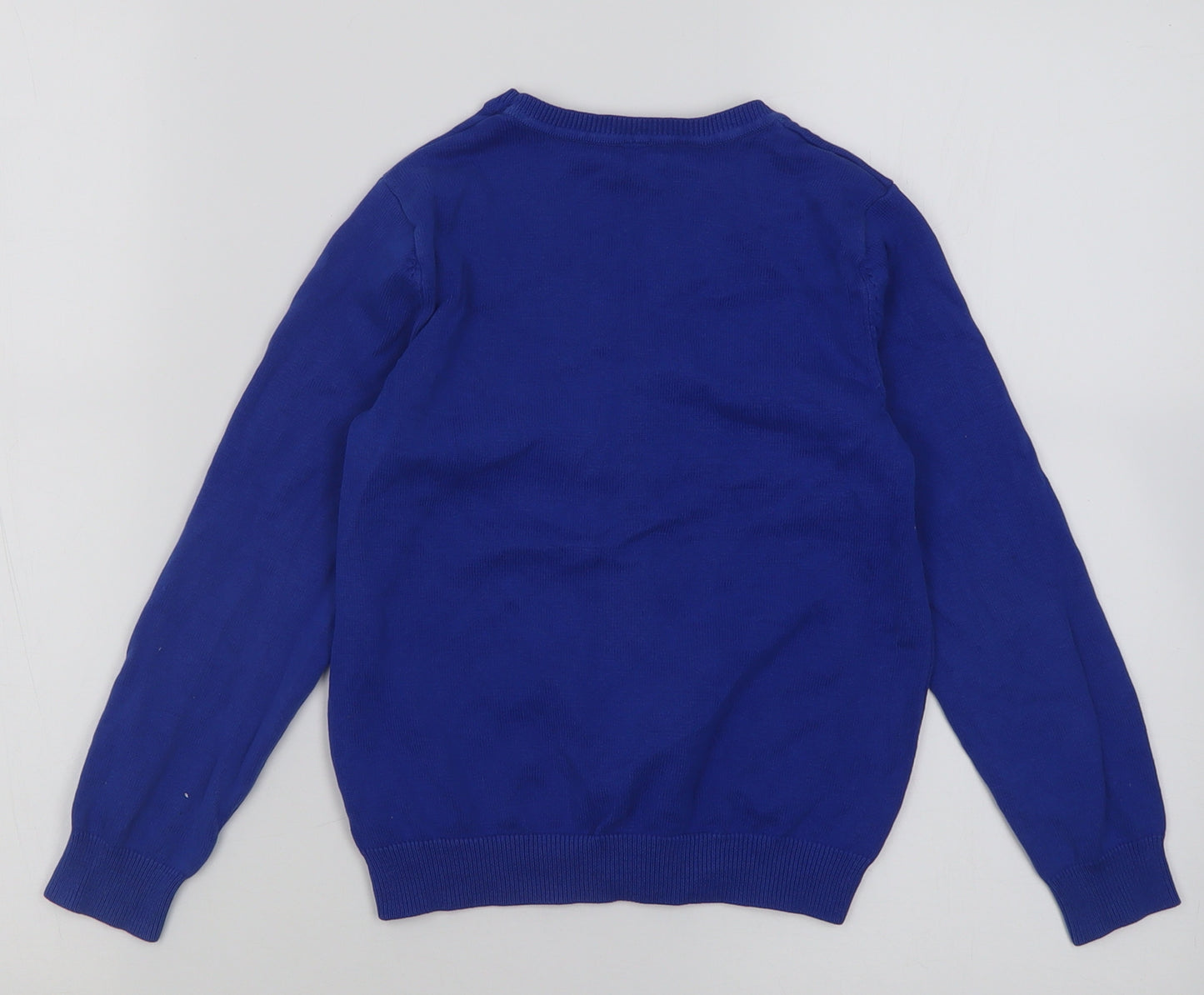 George Girls Blue V-Neck  Cotton Cardigan Jumper Size 6-7 Years  Button - School Wear