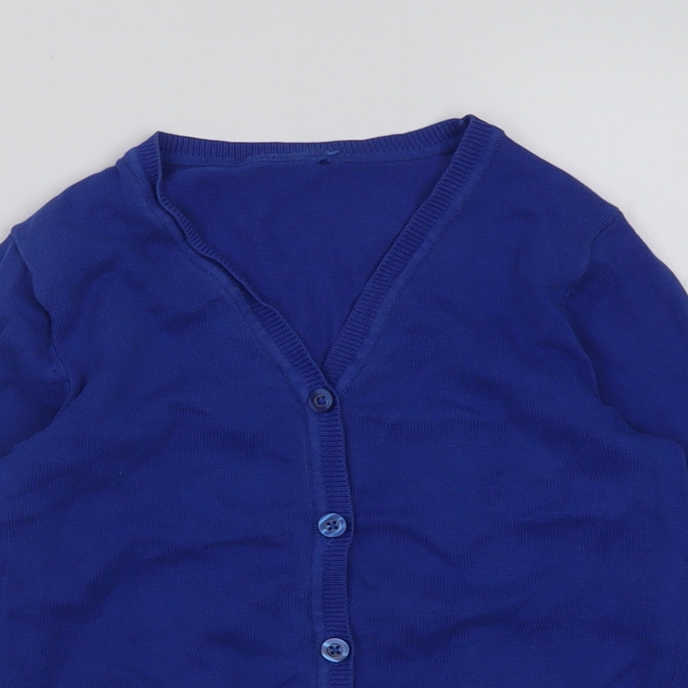 George Girls Blue V-Neck  Cotton Cardigan Jumper Size 6-7 Years  Button - School Wear