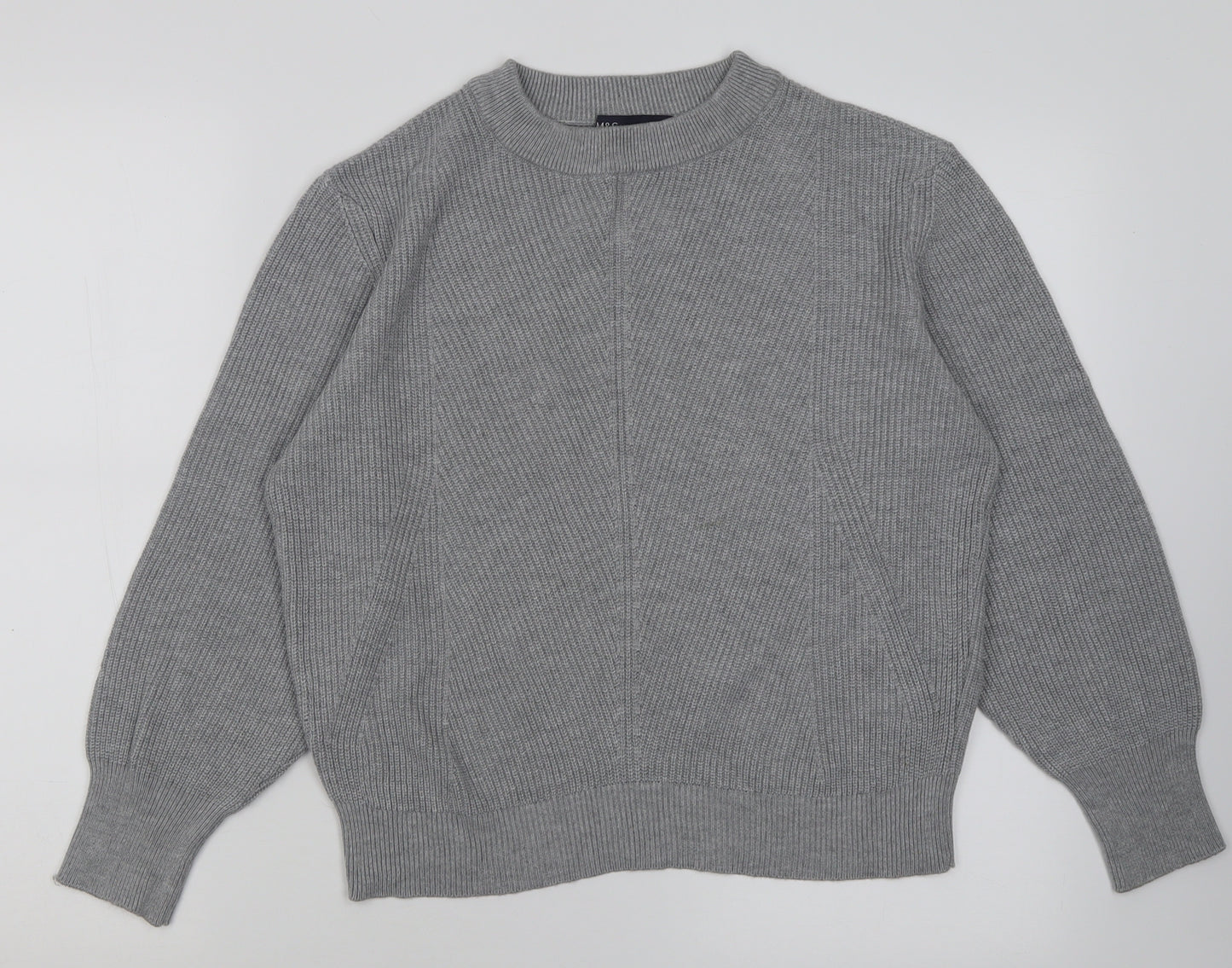 Marks and Spencer Womens Grey Crew Neck  Polyester Pullover Jumper Size S
