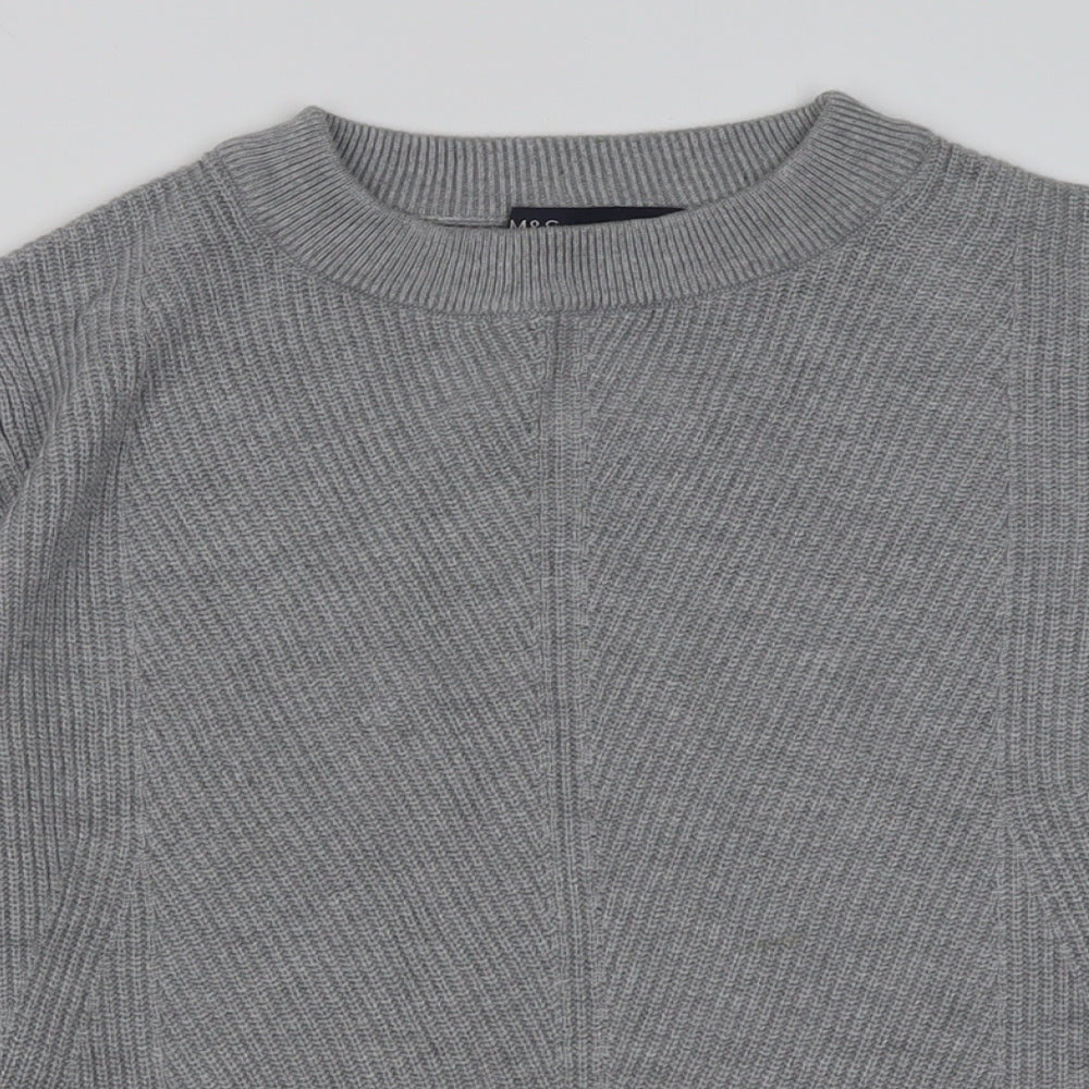Marks and Spencer Womens Grey Crew Neck  Polyester Pullover Jumper Size S