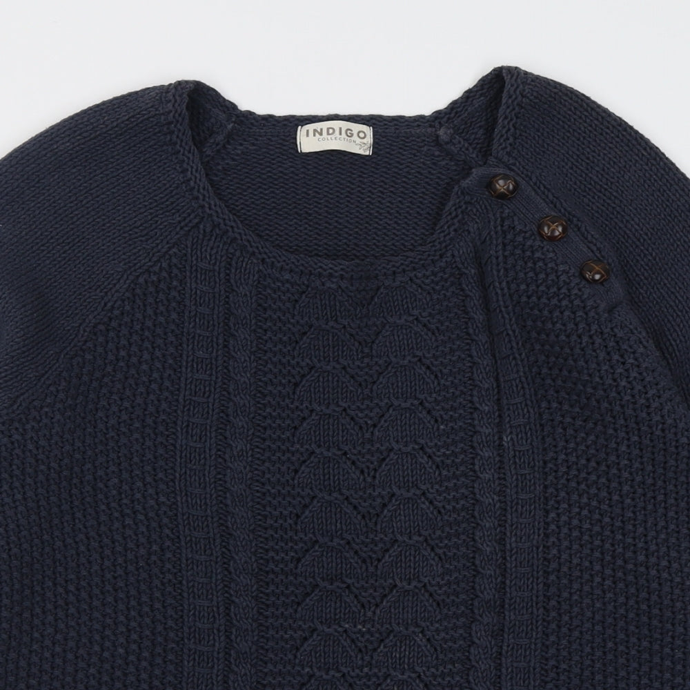 Indigo Womens Blue Scoop Neck  Acrylic Pullover Jumper Size 12