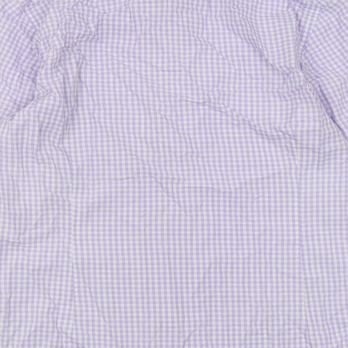 Charles Tyrwhitt Mens Purple Check Cotton  Button-Up Size 16.5 Collared Button