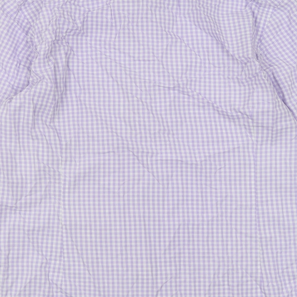 Charles Tyrwhitt Mens Purple Check Cotton  Button-Up Size 16.5 Collared Button