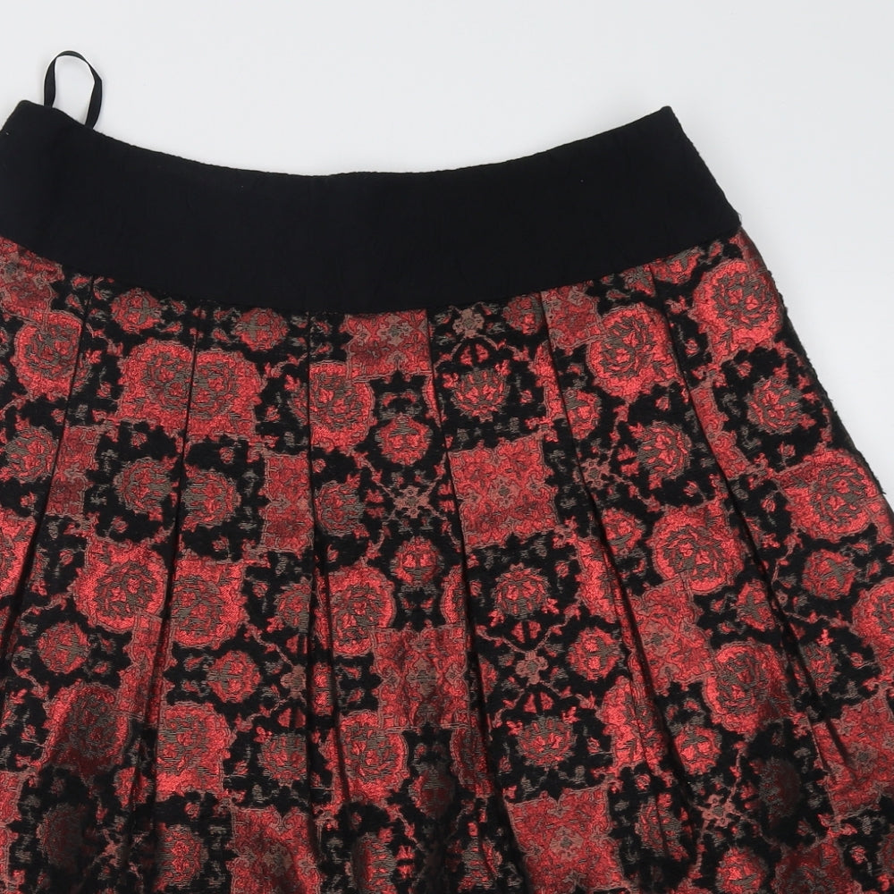 Monsoon Womens Red Geometric Polyester A-Line Skirt Size 14