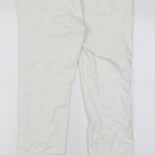 Dunnes Stores Womens White  Cotton Straight Jeans Size 14 L28 in Regular Button
