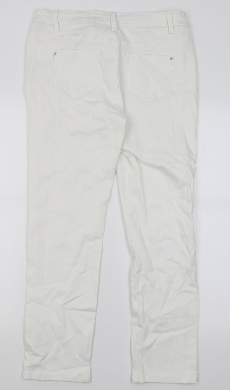 Dunnes Stores Womens White  Cotton Straight Jeans Size 14 L28 in Regular Button
