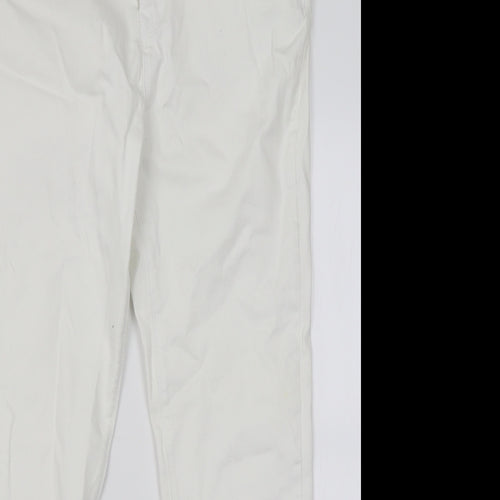 Dunnes Stores Womens White  Cotton Straight Jeans Size 14 L28 in Regular Button