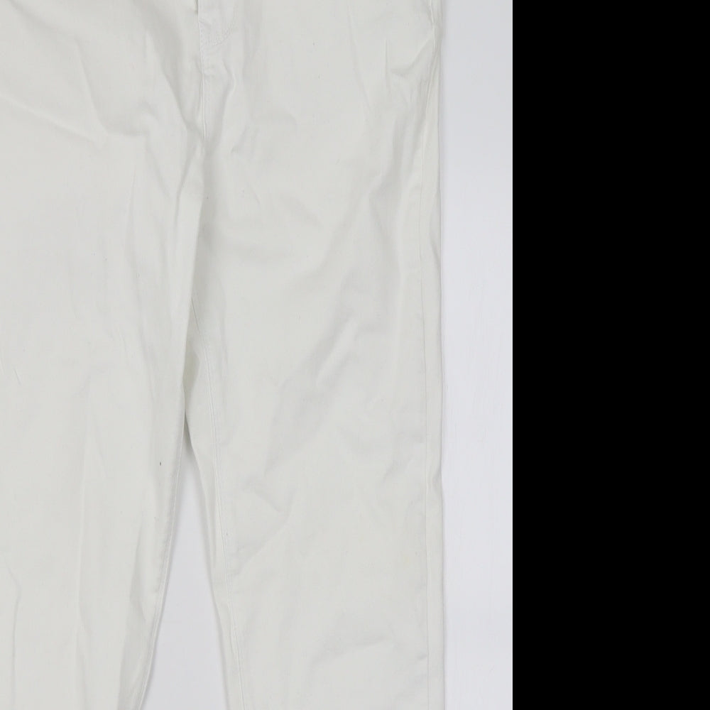 Dunnes Stores Womens White  Cotton Straight Jeans Size 14 L28 in Regular Button