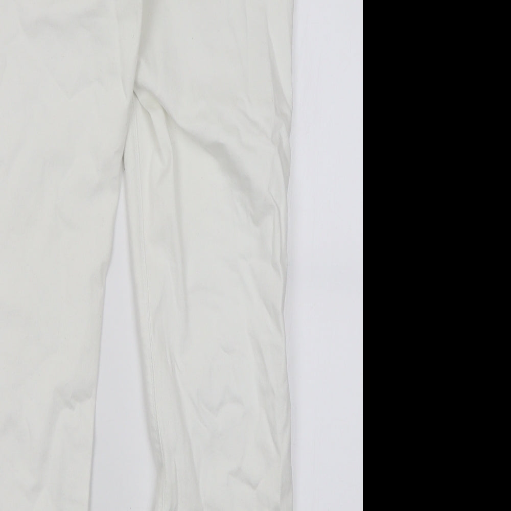 Dunnes Stores Womens White  Cotton Straight Jeans Size 14 L28 in Regular Button