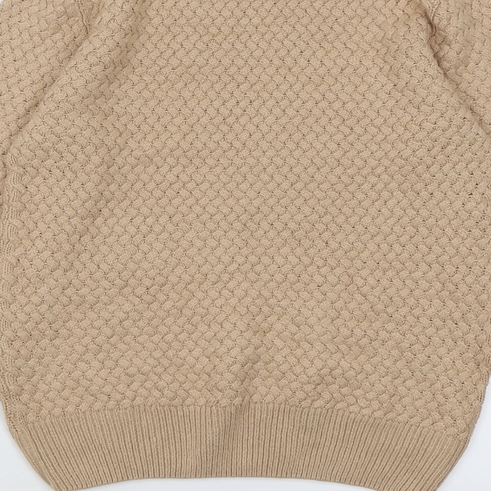 Brave Soul Womens Beige High Neck  Acrylic Pullover Jumper Size S