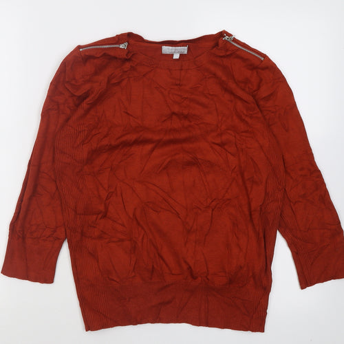 Red Herring Womens Brown Crew Neck  Viscose Pullover Jumper Size 14