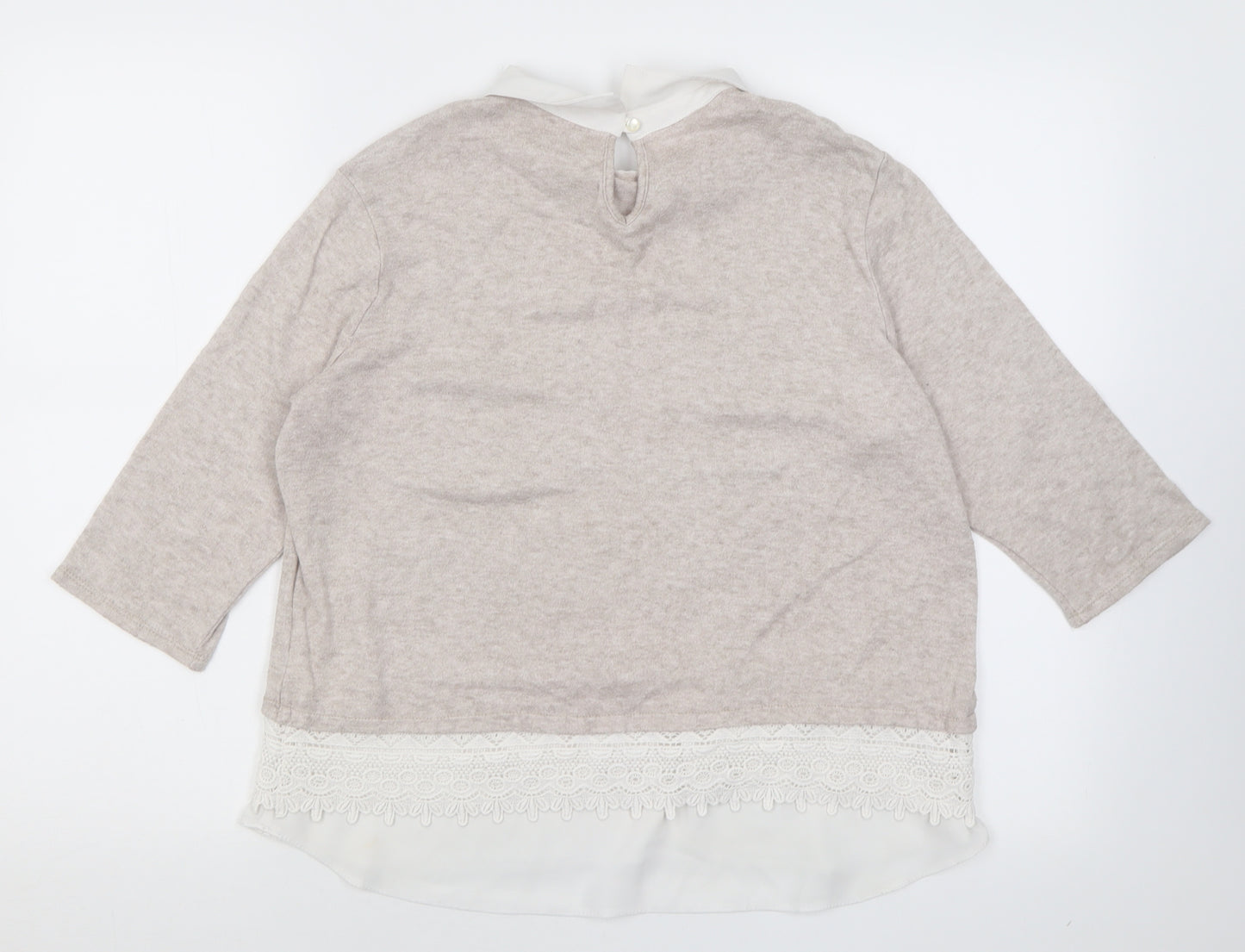 Dorothy Perkins Womens Beige Collared  Viscose Pullover Jumper Size 14