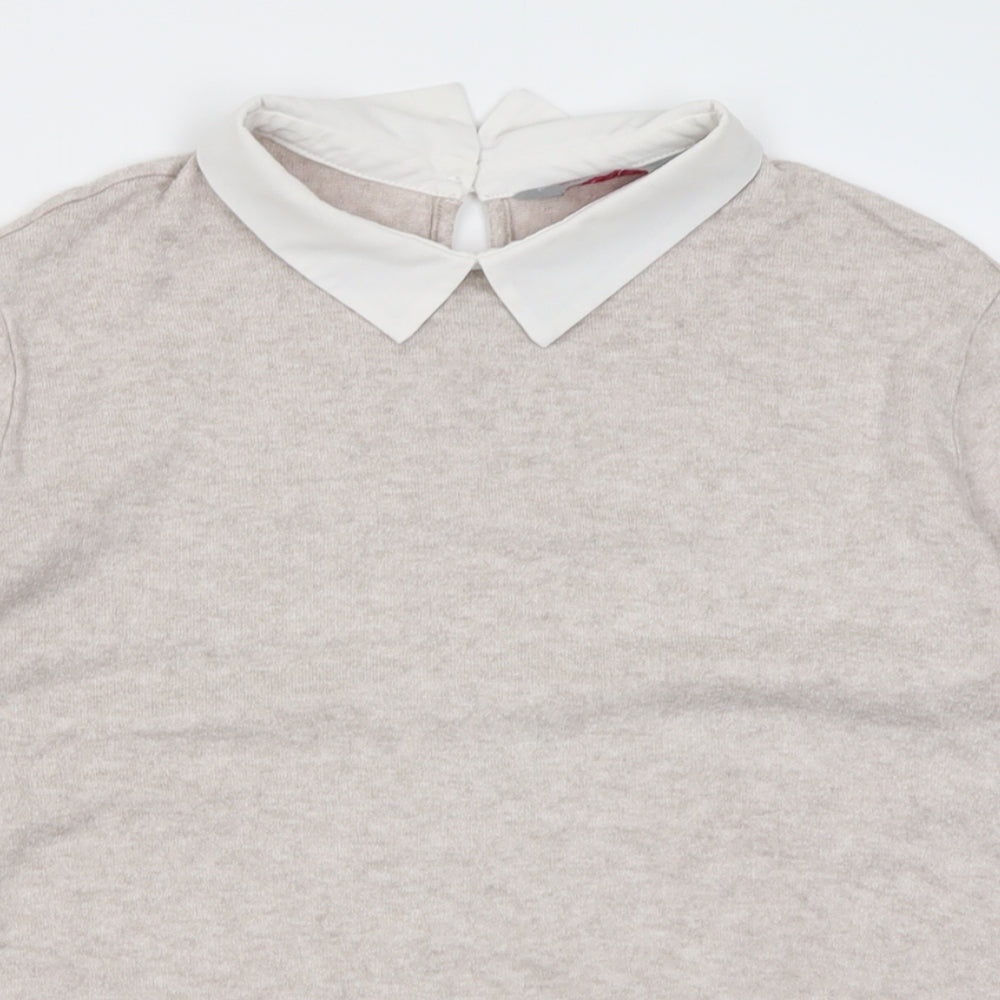 Dorothy Perkins Womens Beige Collared  Viscose Pullover Jumper Size 14