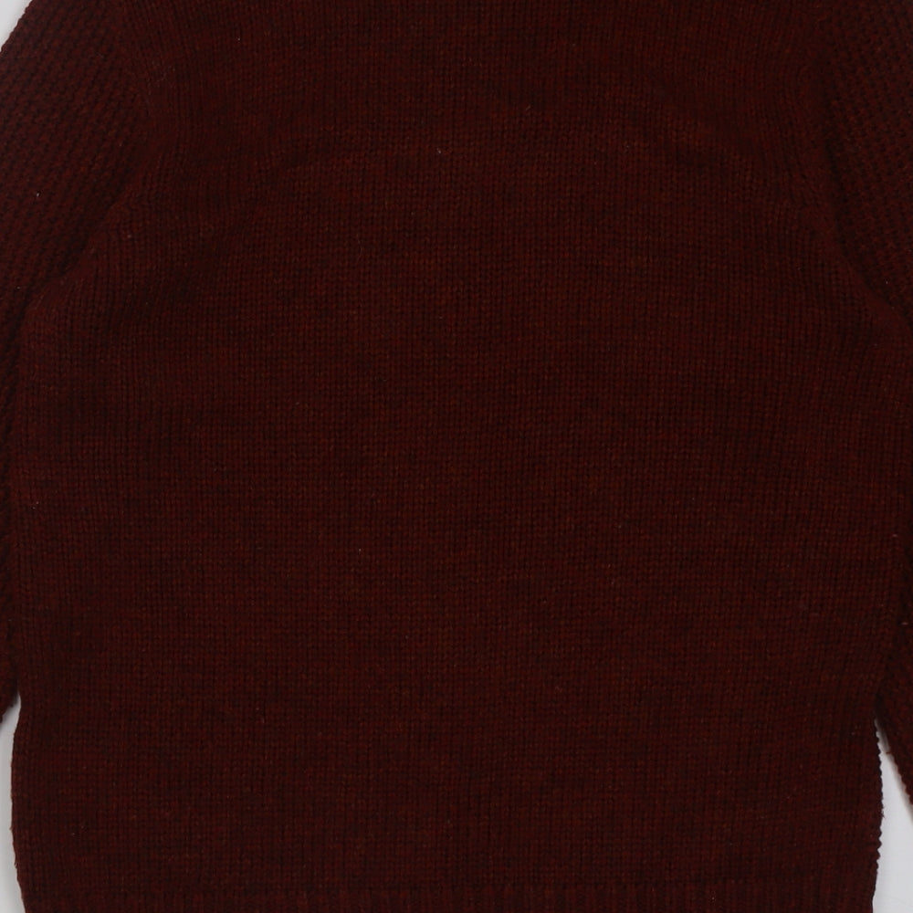 F&F Mens Brown Crew Neck  Acrylic Pullover Jumper Size M