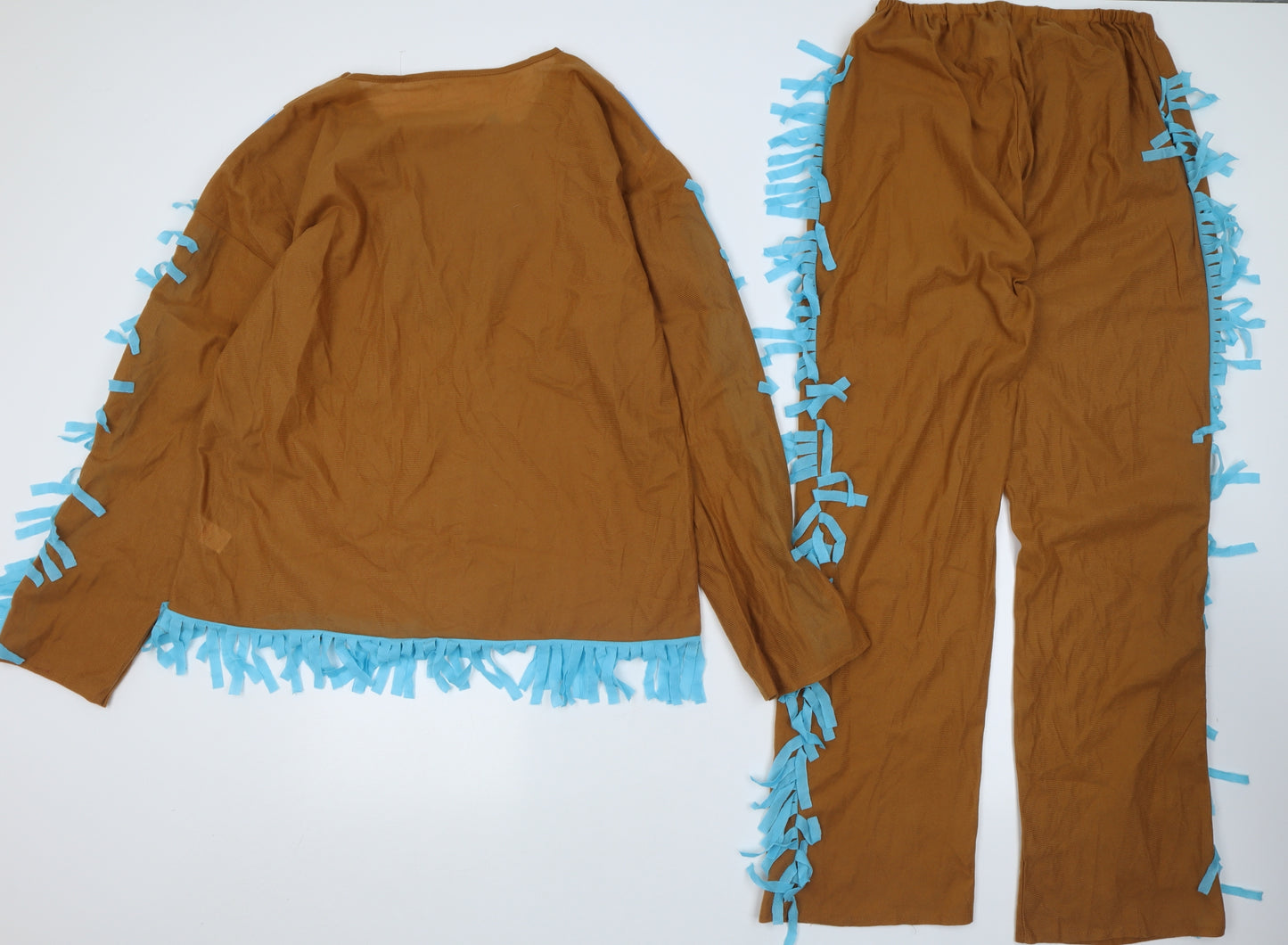 SMITHYS Mens Brown Geometric Polyester  Pyjama Set Size M  Pullover - Red Indian Fancy Dress