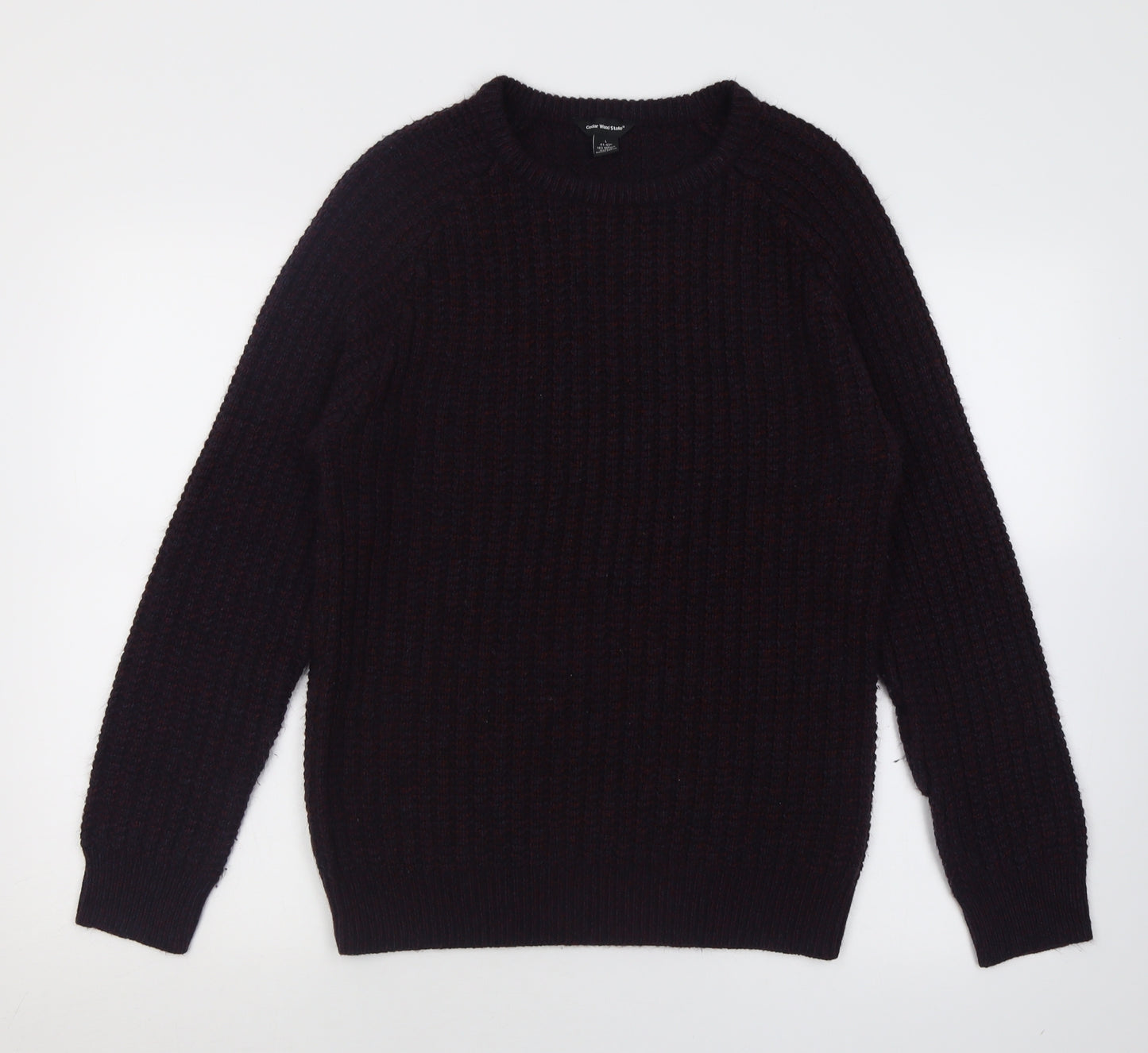 Cedar Wood State Mens Purple Crew Neck  Acrylic Pullover Jumper Size L