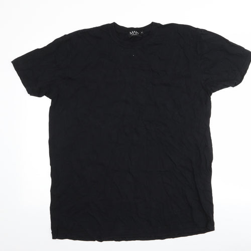 Boohoo Mens Black  Polyester  T-Shirt Size M Round Neck  - world tour