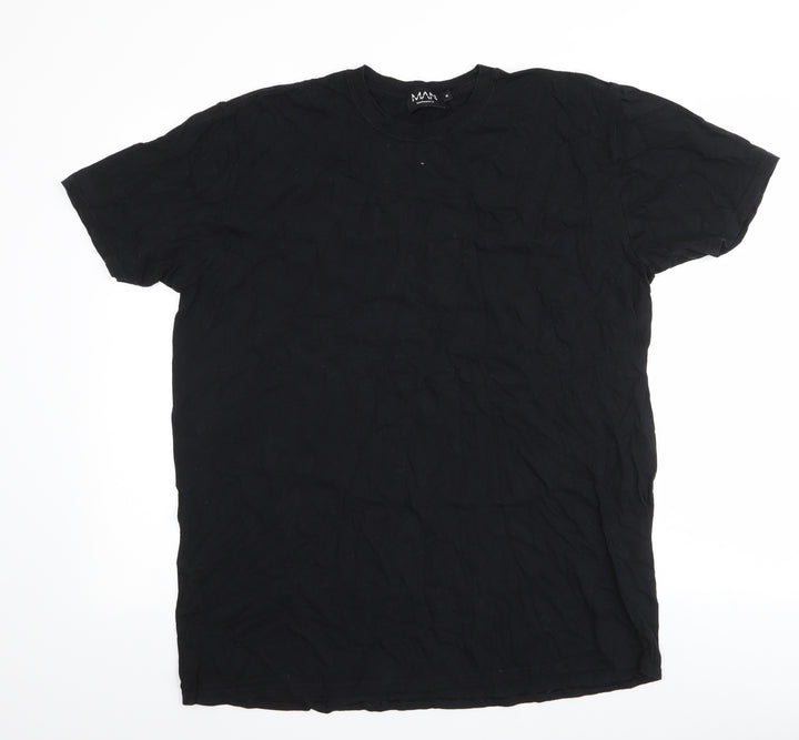 Boohoo Mens Black Polyester T-Shirt Size M Round Neck - world tour
