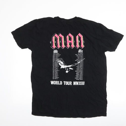 Boohoo Mens Black  Polyester  T-Shirt Size M Round Neck  - world tour