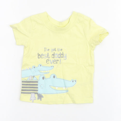George Boys Yellow  100% Cotton Jersey T-Shirt Size 3-6 Months Round Neck Pullover - Crocodile