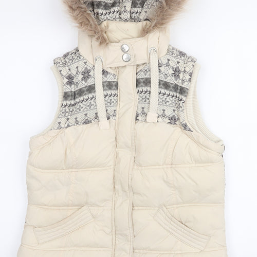 Hudson & Rose Womens Ivory Fair Isle  Gilet Coat Size 12  Zip