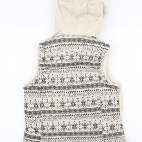 Hudson & Rose Womens Ivory Fair Isle  Gilet Coat Size 12  Zip