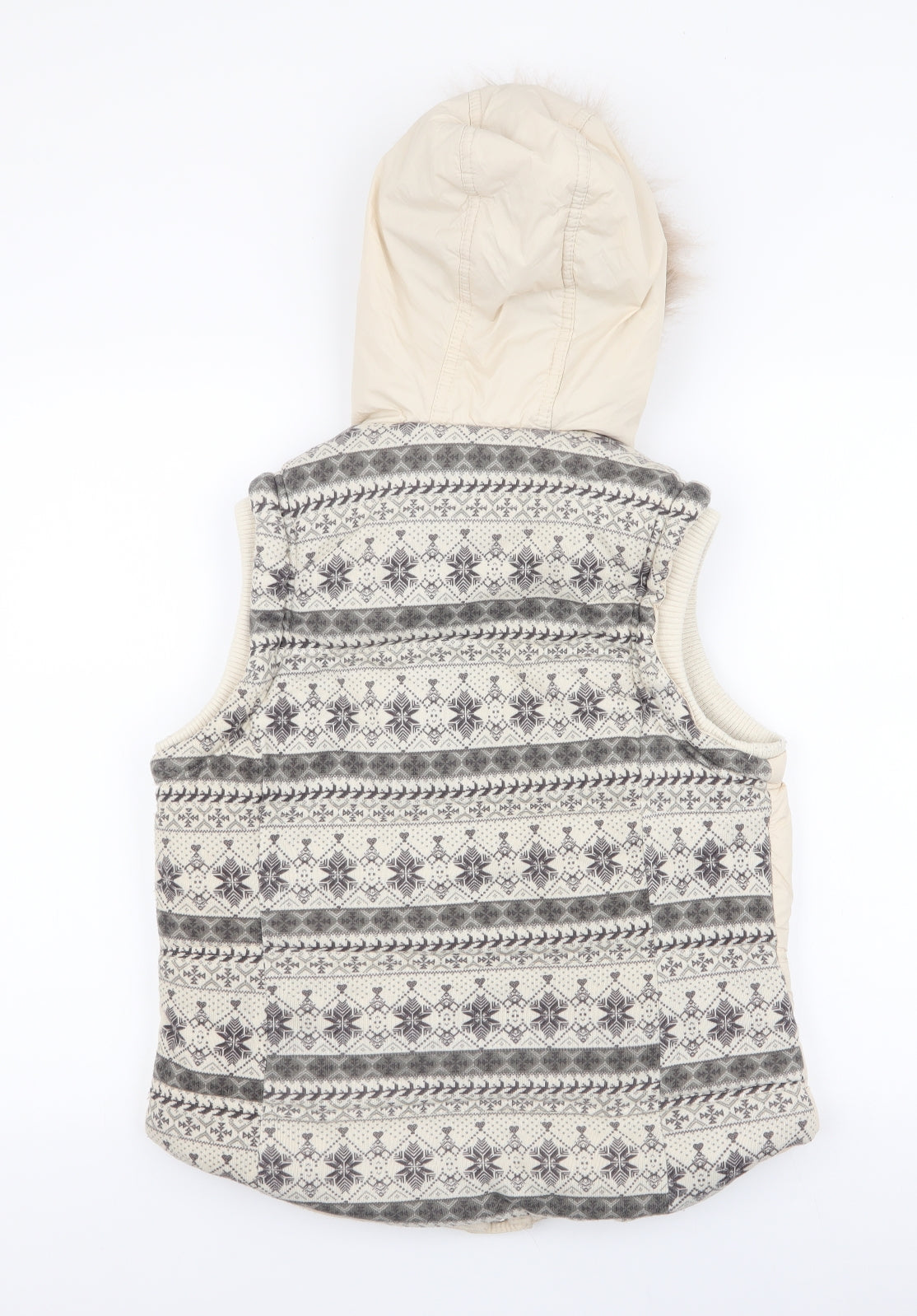 Hudson & Rose Womens Ivory Fair Isle  Gilet Coat Size 12  Zip