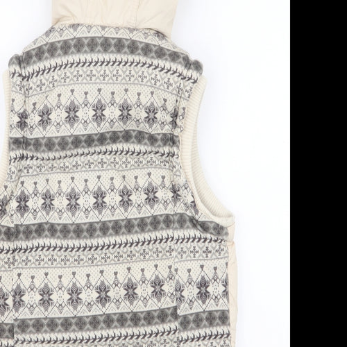 Hudson & Rose Womens Ivory Fair Isle  Gilet Coat Size 12  Zip