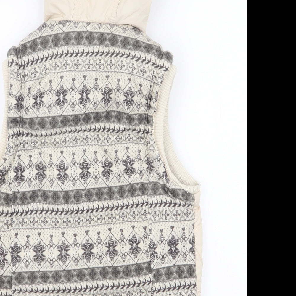 Hudson & Rose Womens Ivory Fair Isle  Gilet Coat Size 12  Zip
